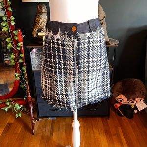 ZARA Blue and White Tweed Skirt